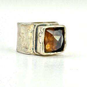 Silpada Retired Vintage R1453 Dusk Til Dawn Silver Smoky Quartz Ring Size 7.75